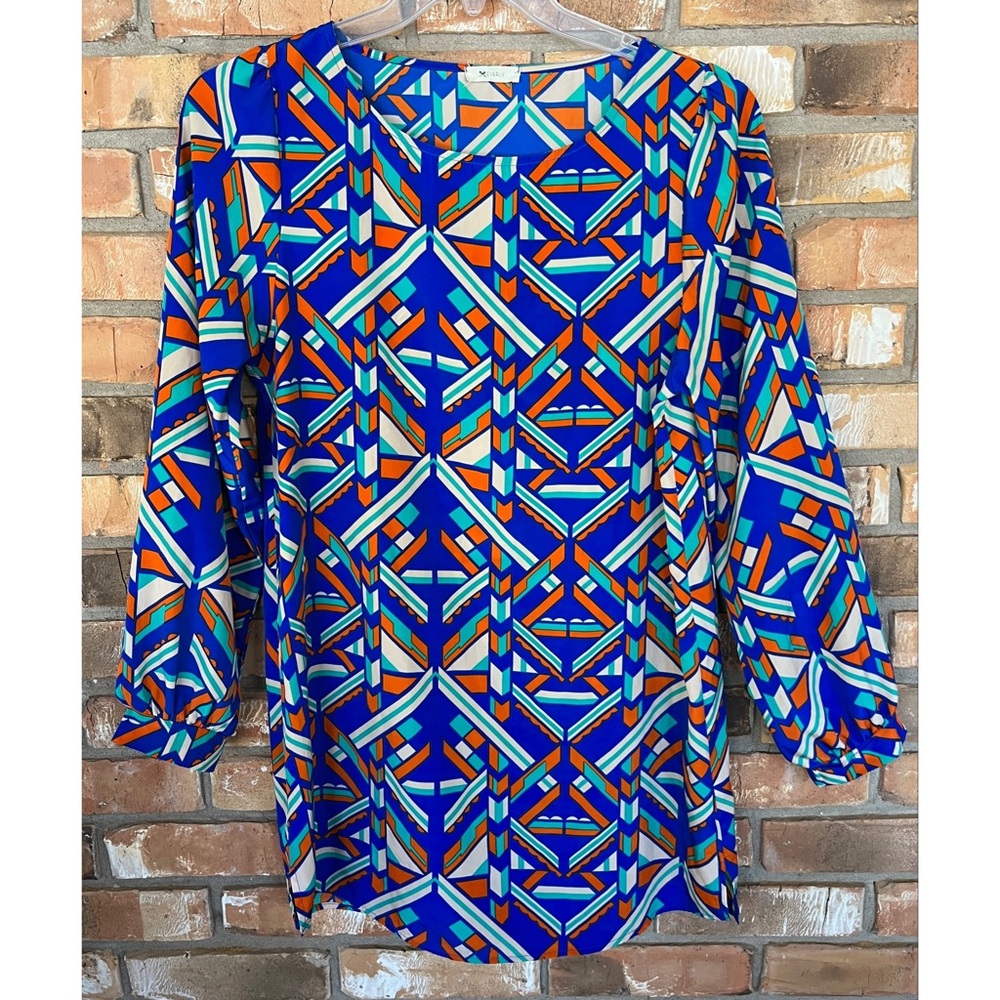 Everly Women’s Blue Aztec Shift Dress Size Medium